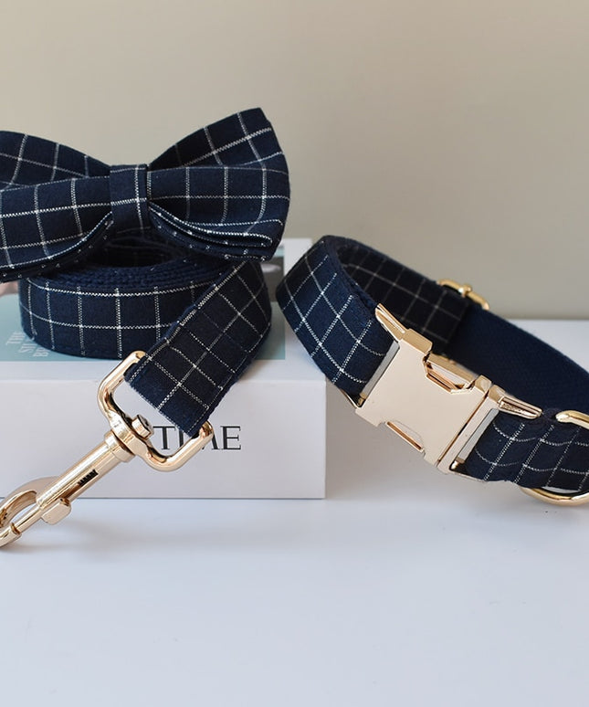 Navy Plaid Print Leash