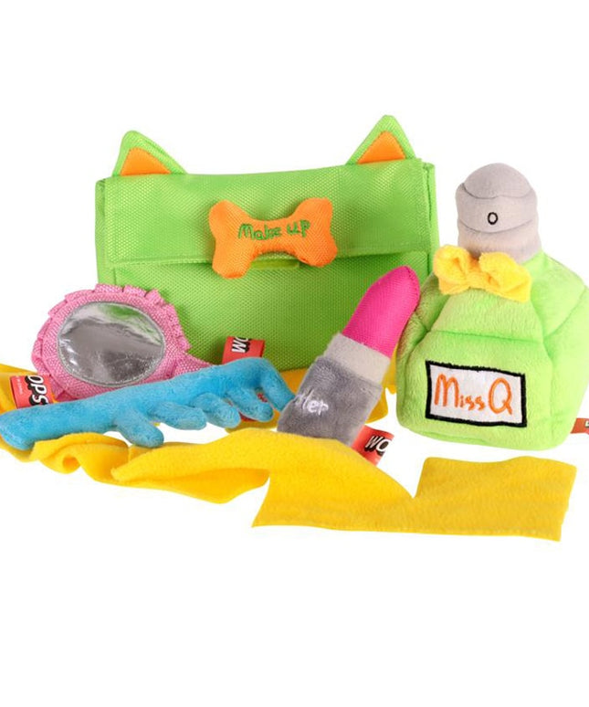 Makeup Bag Hide & Seek Dog Toy – Interactive Plush Set