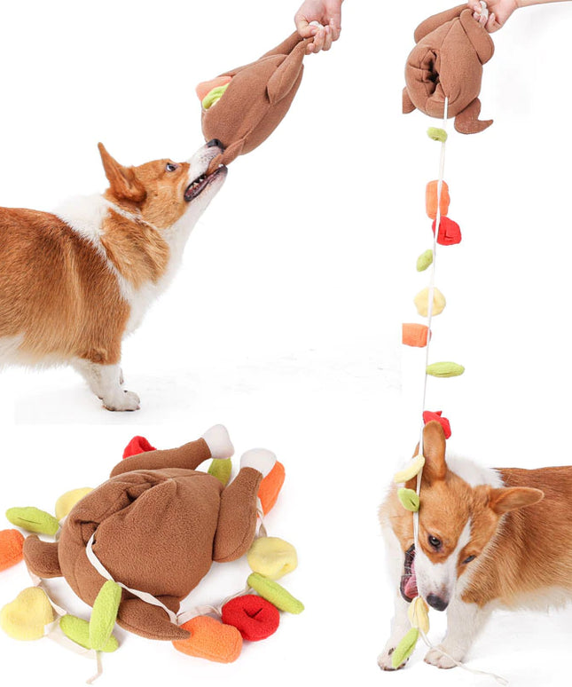 Turkey Hide & Seek Dog Toy – Interactive Nosework Puzzle
