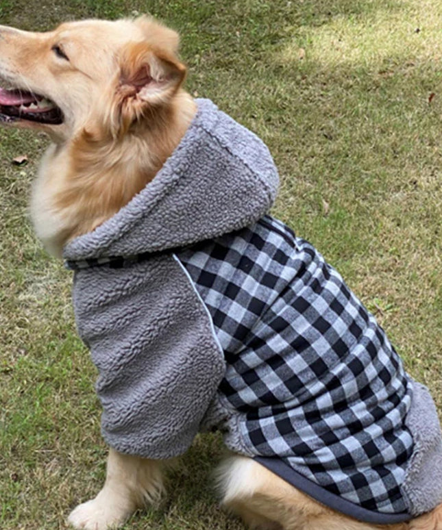 Fluffy Reversible Plaid Hoodie for Dogs