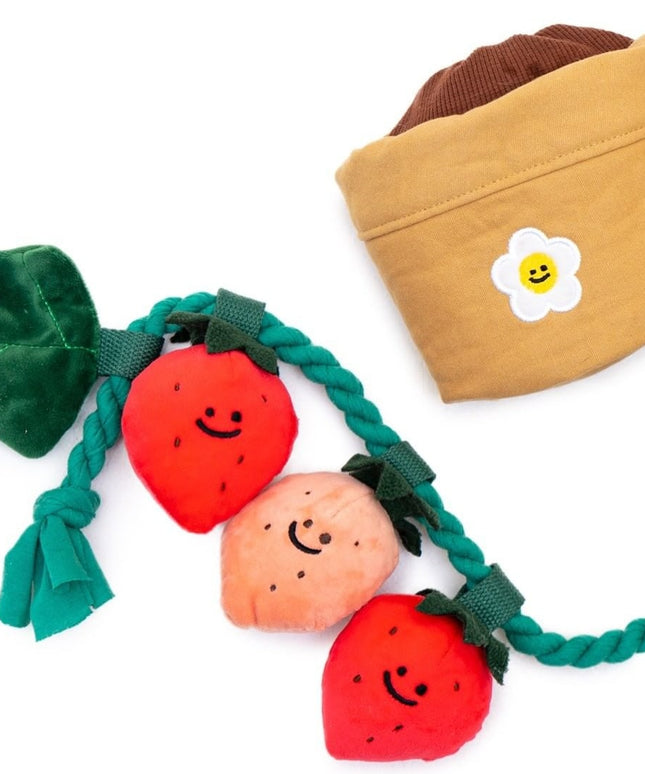 Strawberry Hide & Seek Dog Toy – Interactive Plush Puzzle