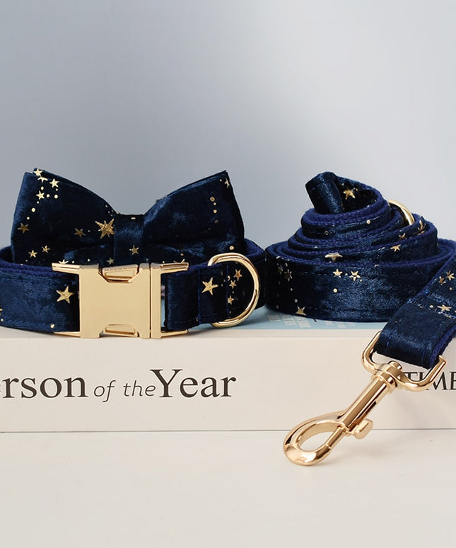 Navy Blue & Gold Stars Leash