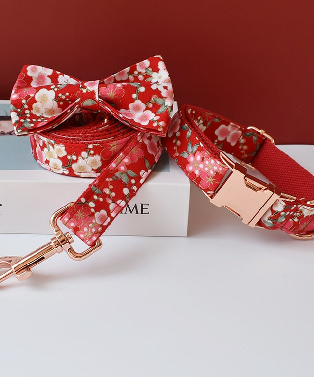 Red Cherry Blossom Print Leash