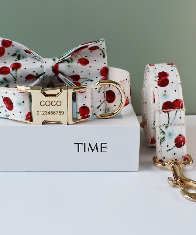White Cherry Print Leash