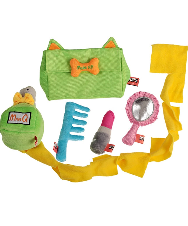 Makeup Bag Hide & Seek Dog Toy – Interactive Plush Set