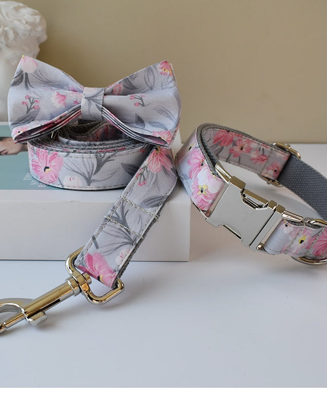 Blue Grey Orchid Print Leash