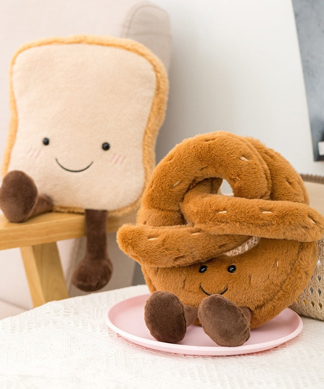 Bread Squeaky Plush Dog Toys – Toast, Pretzel, Baguette & Croissant