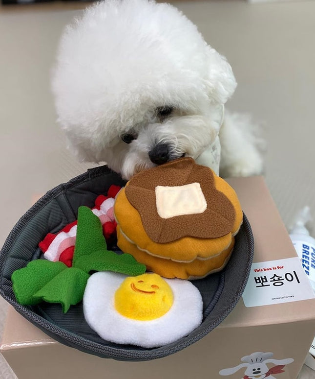 Breakfast Dog Toy Set – Interactive Squeaky Plush Toys