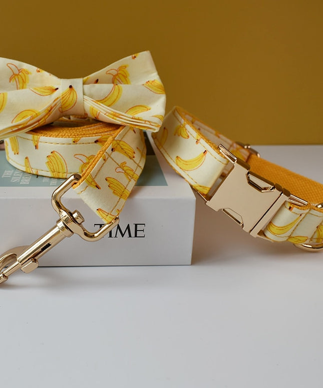 Banana Print Personalized Bow Tie Collar
